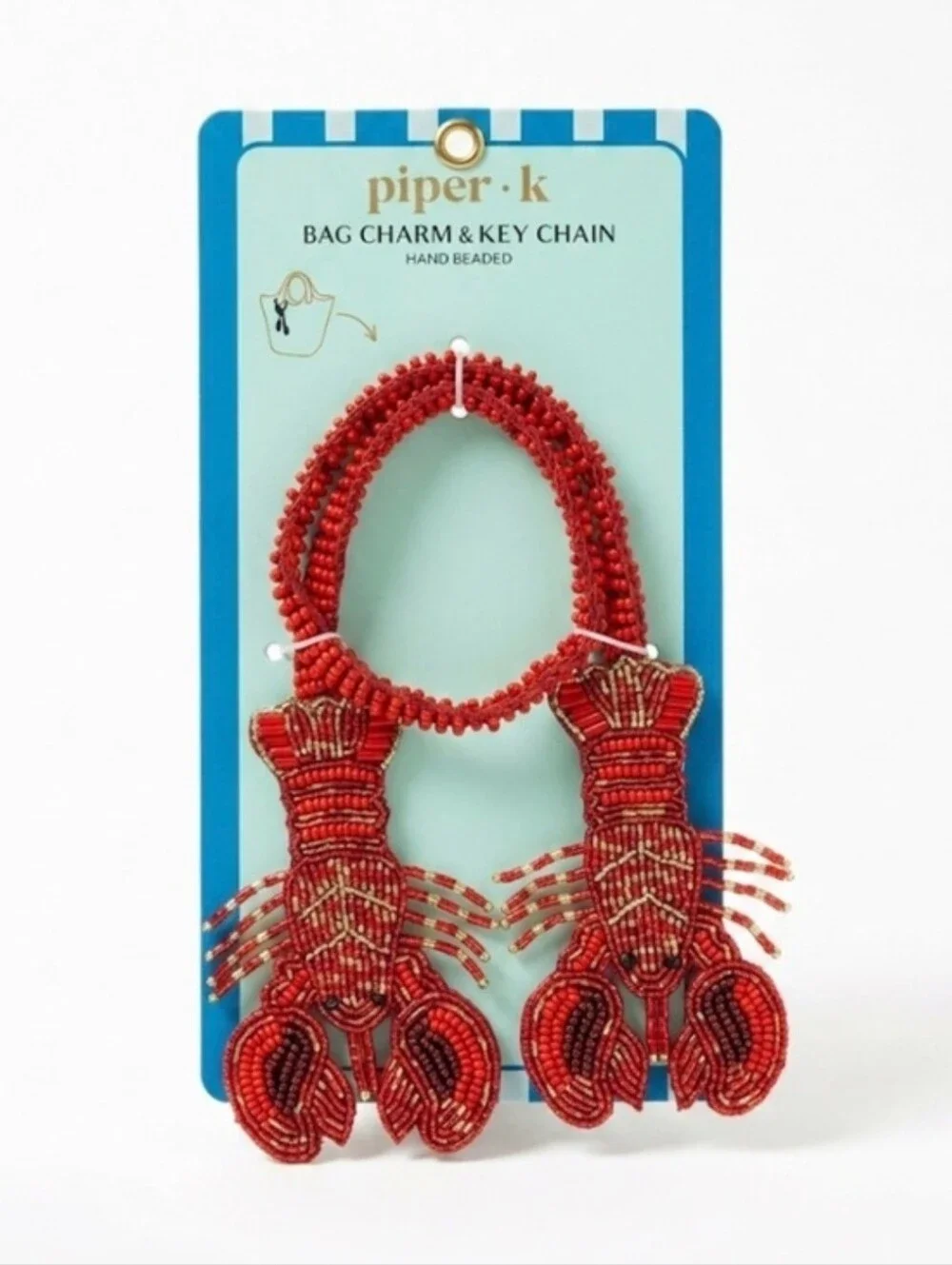 🦞▪️Piper  K ▪️Red Beaded Lobster Bag Charm